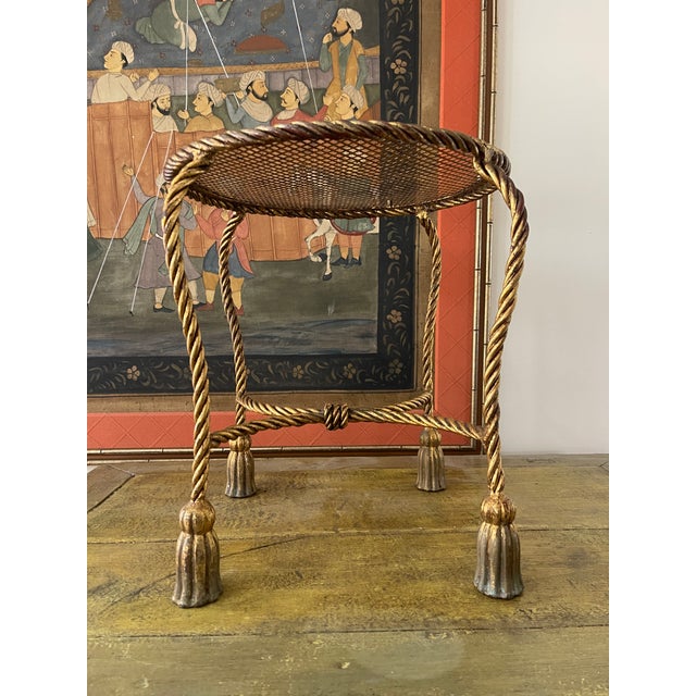Figurative Vintage 1960s Gilt Italian Rope Table For Sale - Image 3 of 12