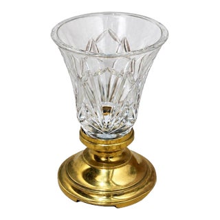 Vintage Cut Glass Portable Table Lamp Brass For Sale