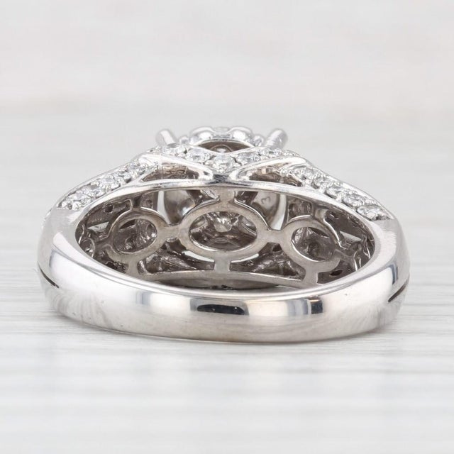 1.14ctw Diamond Cluster Engagement Ring 14k White Gold Size 7 Cathedral For Sale - Image 4 of 8