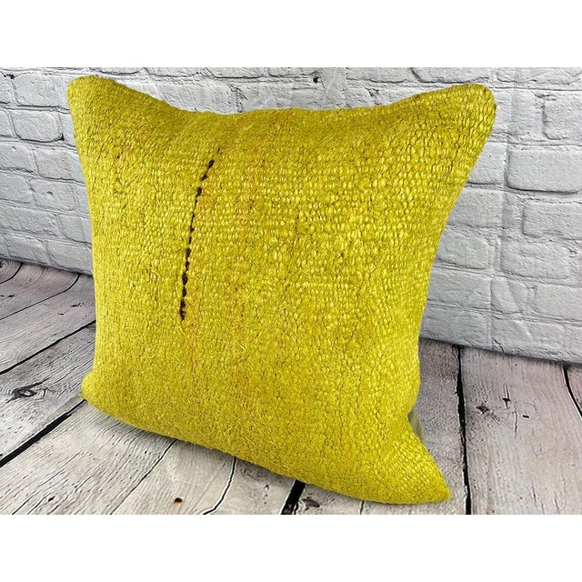 20 x 20 Hemp Pillow Turkish Cushion Natural Green Pillow Cushion Cover For Sale - Image 4 of 4