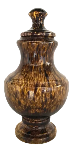 1960s Tall Tortoise Shell Pattern Italian Modern Glass Urn