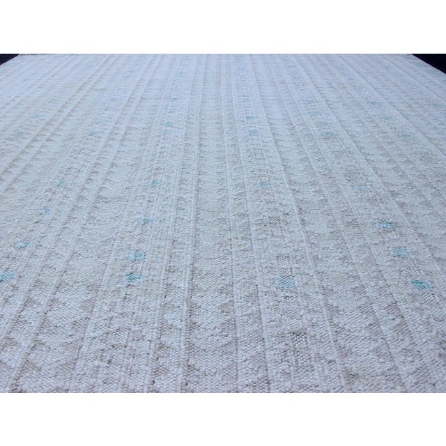 Cream Modern Swedish Design Rug With All-Over Design in White, Taupe & Light Blue For Sale - Image 8 of 13