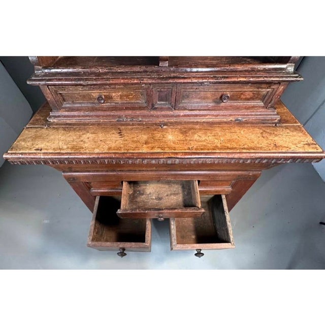 Coffee 18th Century Rustic Italian 2pc Walnut Cabinet For Sale - Image 8 of 10