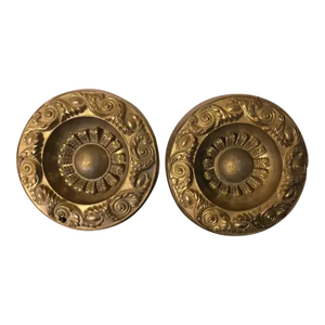 Antique 19th Century American Federal Empire Gilt Spun Brass Drapery Tie Backs - A Pair