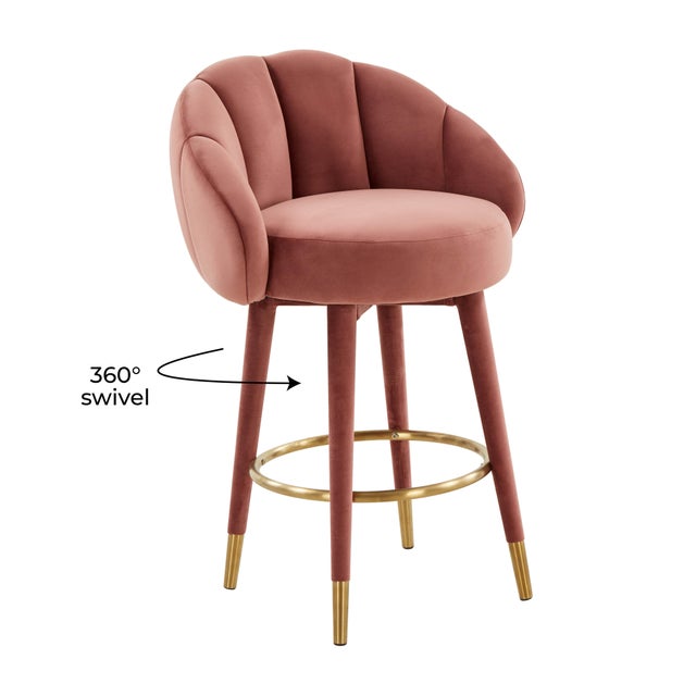 Myla Salmon Swivel Counter Stool For Sale In Los Angeles - Image 6 of 9