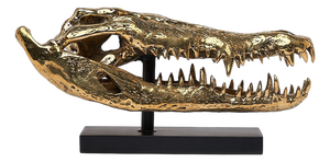 Sculpture of a Crocodile Head, 21st Century, Gilded Bronze