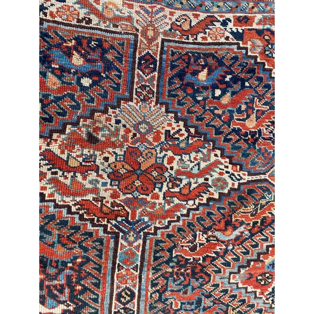 Blue Antique Ghashghai Rug, 1890s For Sale - Image 8 of 18