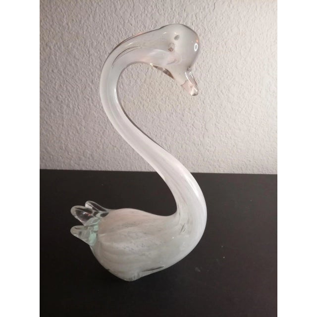 1980s 1980s White Art Glass Swan Figurine For Sale - Image 5 of 7