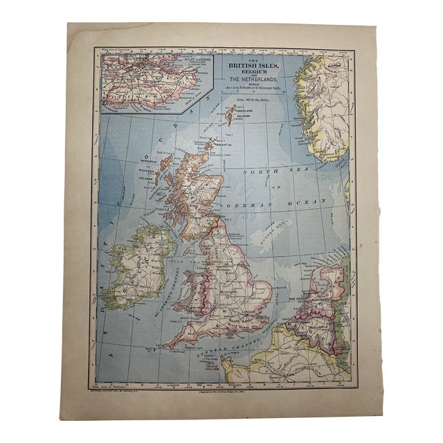 1883 Antique British Isles Map For Sale