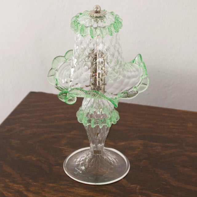 Italian Table Lamps in Clear and Light Green Murano Glass, 2000s, Set of 2 For Sale - Image 4 of 12