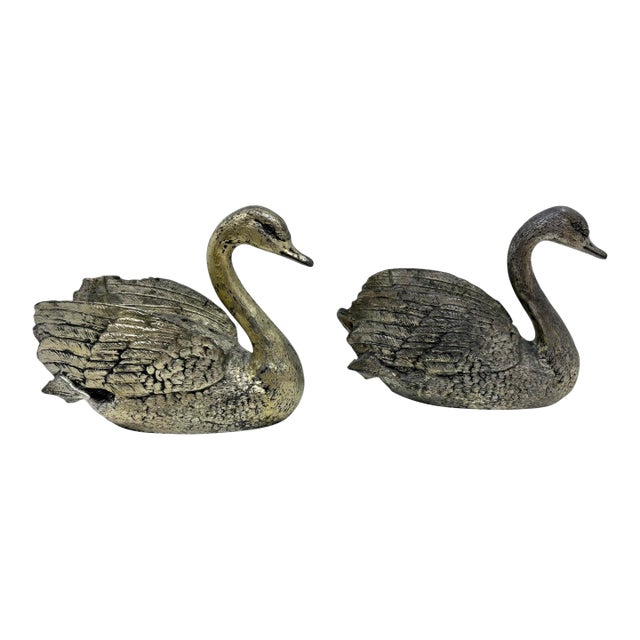 Vintage Metal Swan Flower Frogs/ Table Top Decor -a Pair For Sale