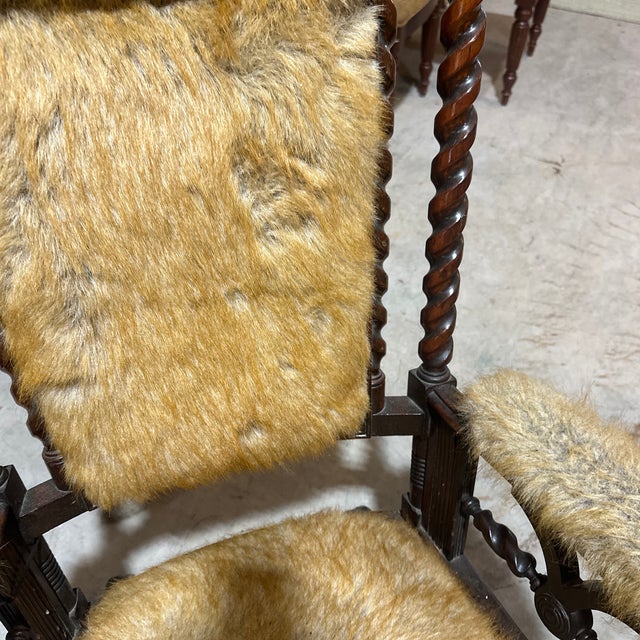 1970s Vintage Faux Fur Barley Twist Rocking Chair For Sale - Image 5 of 12