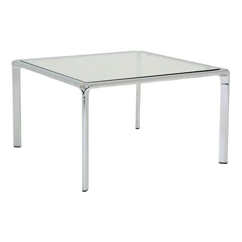 Mid-Century Modern Italian Bauhaus Square Coffee Table in Chrome and Glass, 1980s For Sale