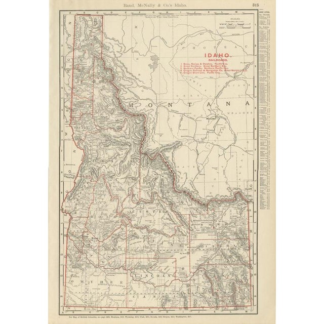 Antique Map of Idaho The Gem State by Ran McNally, 1899 For Sale - Image 12 of 12