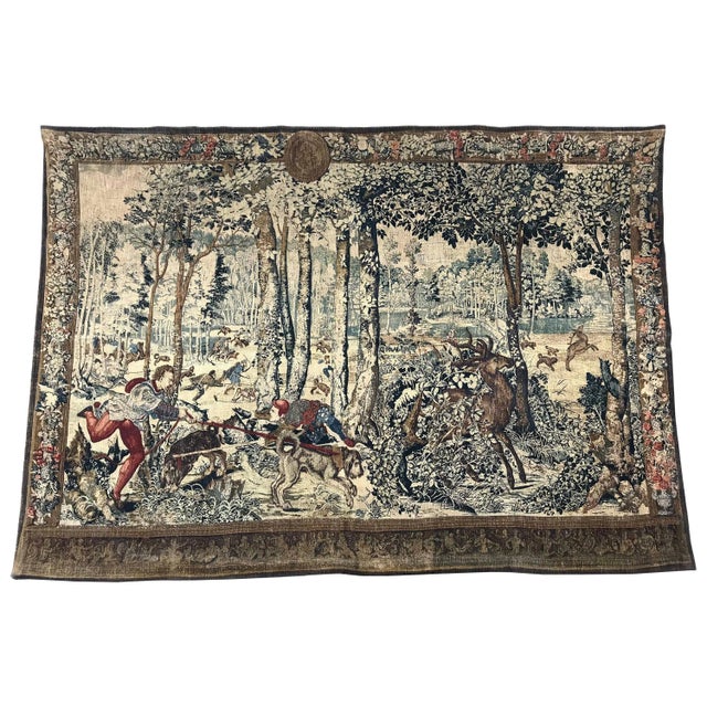 Vintage French Aubusson Style Tapestry For Sale - Image 11 of 11