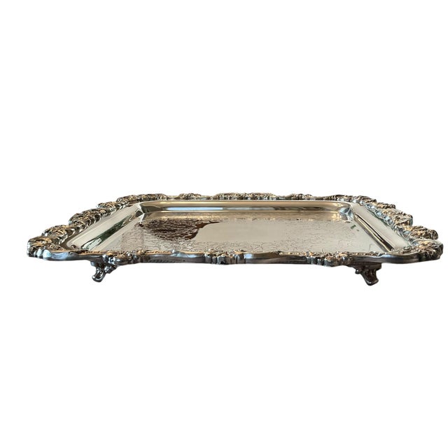 Poole Silver Co. Mid-Century Poole Silver-Plated Footed Serving Tray, Circa 1950, 12” Square For Sale - Image 4 of 14