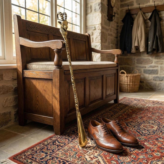 Traditional Long Shoehorn With Ibex Head Handle For Sale - Image 3 of 11