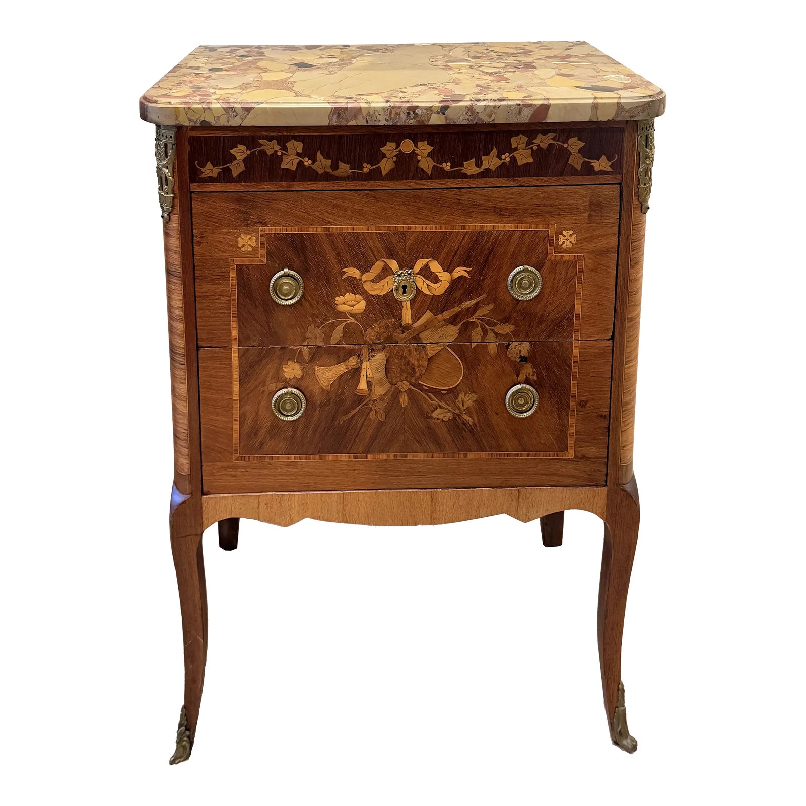 Antique Dutch Marquetry Commode Chest | Chairish
