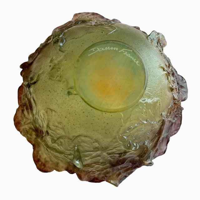 Vintage French Cabbage Leaf Bowl from Daum For Sale - Image 4 of 11