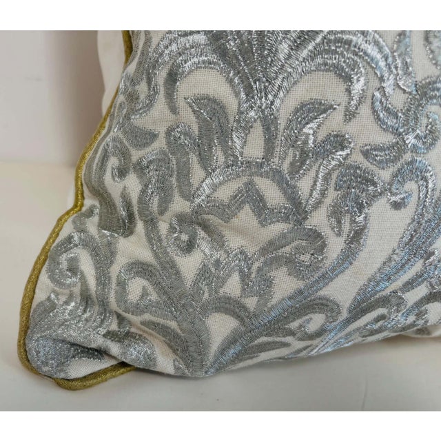 Turkish Ottoman Revival Decorative Pillow with Silver Embroidery, 1990 For Sale - Image 9 of 14