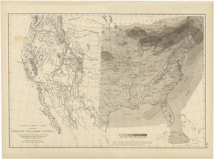 Antique Chart of the Storm Centres of the United States, 1874