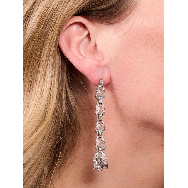Metal The Daenerys: Antique Platinum & Diamond Dangler Earrings, 2 Pieces For Sale - Image 7 of 8