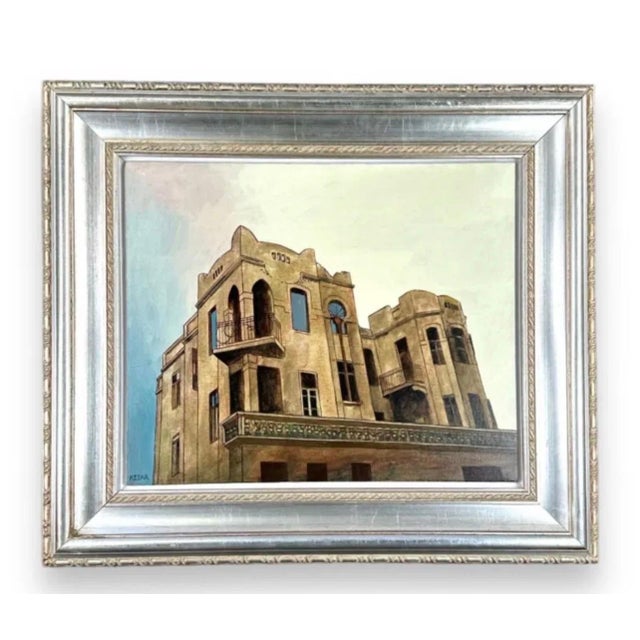 Dan Kedar, Israeli Modernist Oil Canvas Architecture Painting Dan Kedar, Bezalel Artist, c. 20th century For Sale In Miami - Image 6 of 7