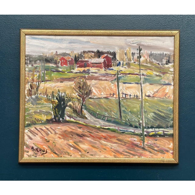 Alexander Roos, Landscape, 1950s, Oil Painting on Panel, Framed For Sale - Image 18 of 18