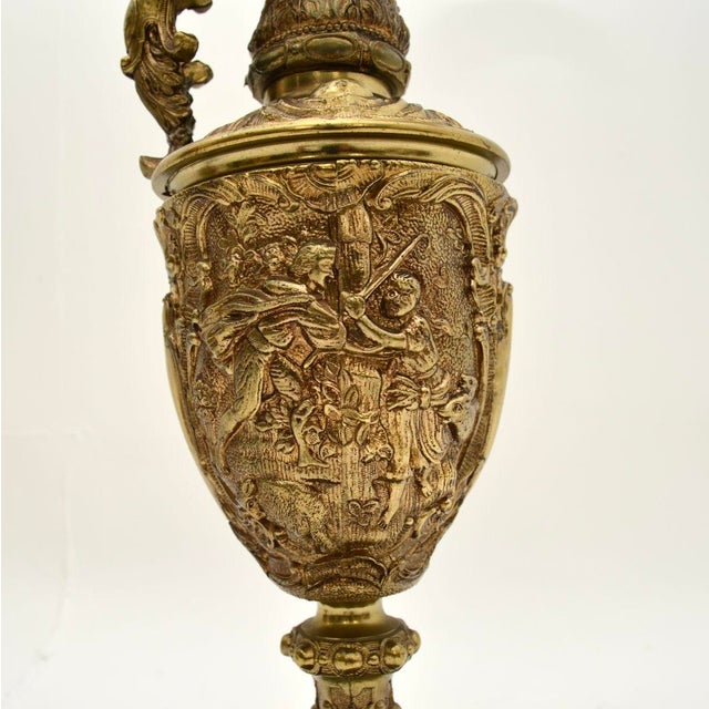 Gold Vintage French Gilt Metal and Marble Table Lamps, 1930s, Set of 2 For Sale - Image 8 of 11