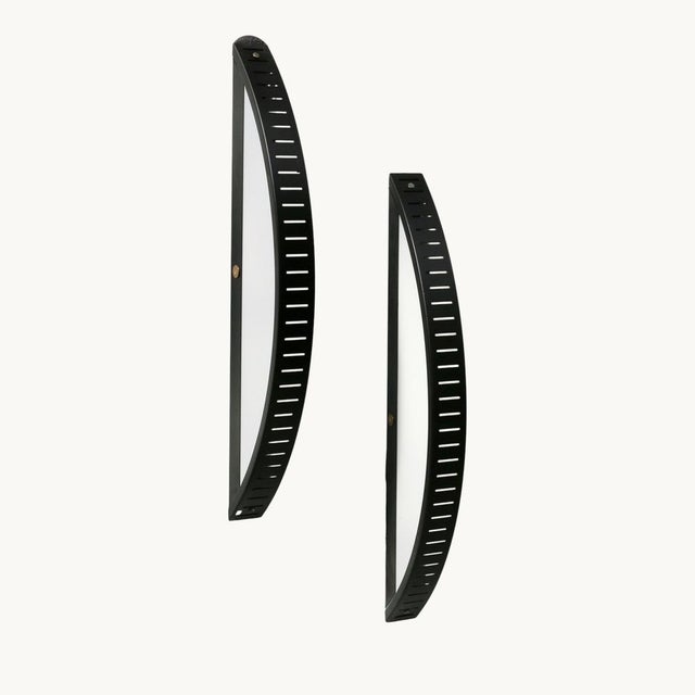 1980s Large Semi-Circular Wall Lights in Black Lacquered Metal and Translucent Acrylic Glass, France, 1980s, Set of 2 For Sale - Image 5 of 5