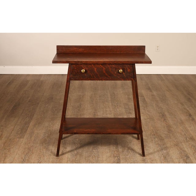 Antique Arts And Crafts Style Solid Oak Console Table With Drawer For Sale - Image 12 of 18