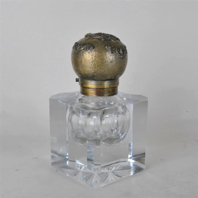 Crystal and Bronze Inkwell Attributed to Baccarat, 19th Century For Sale - Image 11 of 16