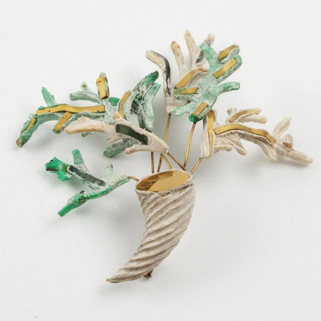 Line Vautrin Line Vautrin Talosel and Mirror Cornucopia Brooch Pin For Sale - Image 4 of 11