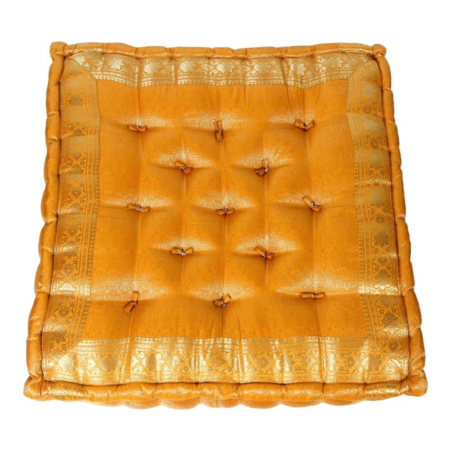 Moroccan Oversized Yellow And Gold Tufted Floor Pillow Cushion