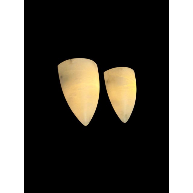 1970s Large Art Deco Cocoon Shape Alabaster Wall Sconce, 1970s, Set of 2 For Sale - Image 5 of 11