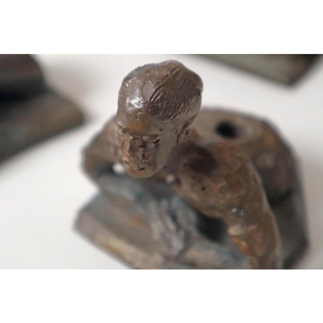 Metal Surrealist Bronze Sculpture Act of Female and Male Signed Candle Holders , 1980 For Sale - Image 7 of 15