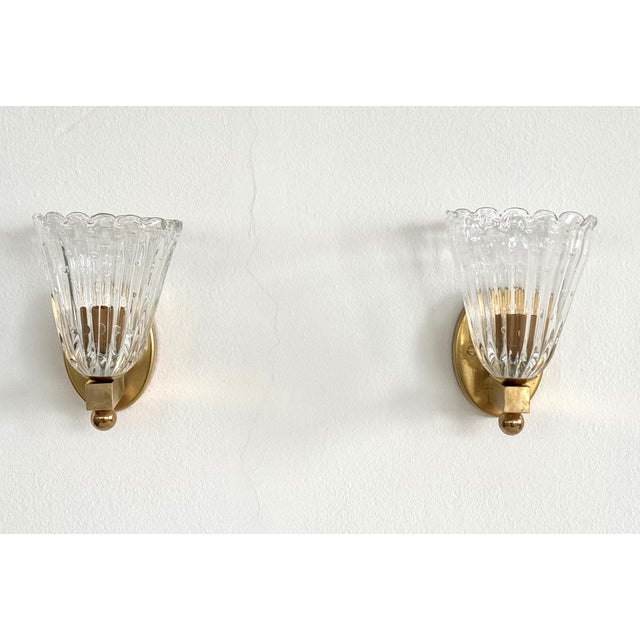 Italian Brass and Murano Glass Wall Lights, 1990s, Set of 2 For Sale - Image 12 of 12