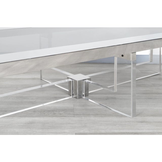 1970s Monumental Italian Chrome and Lucite Coffee Table by Sandro Petti, 1970s For Sale - Image 5 of 12