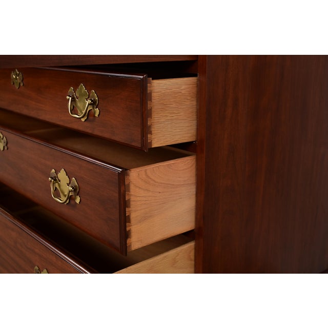 Brown Henkel Harris Georgian Solid Cherry Wood Drop Front Secretary Desk With Bookcase Hutch, 1970s For Sale - Image 8 of 12