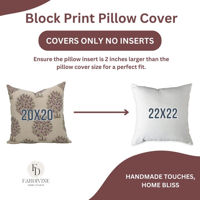 Not Yet Made - Made To Order Fabdivine Artisan Block Print Throw Pillow Cover 24x24 Inch Duck Canvas-Anar For Sale - Image 5 of 5