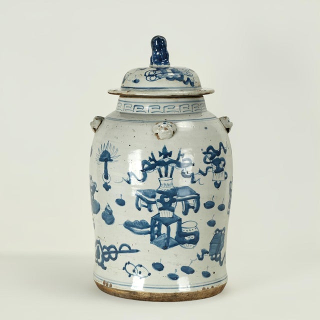 Lofty pair of 19th century Chinese blue and white porcelain lidded ginger jars hand crafted and hand decorated in a...