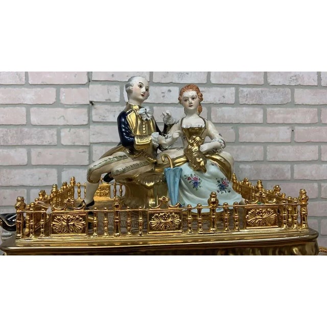 Antique Franz Hermle German Movement Capodimonte Style Vienna Porcelain Mantel Clock/Centerpiece For Sale - Image 9 of 11