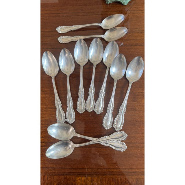 Antique Holmes & Edwards Silverplate Spoons,,Nassau/Fleur-De-Lis Pattern, Mono S Ornate 11 Pcs For Sale - Image 15 of 15