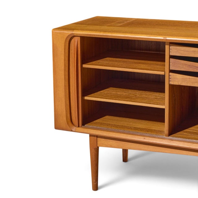 Brown Bernhard Pedersen Mid Century Danish Teak Tambour Door Credenza and Hutch For Sale - Image 8 of 13