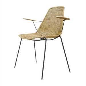 Wicker Chair by Campo e Graffi for Home Torino, Italy, 1950s