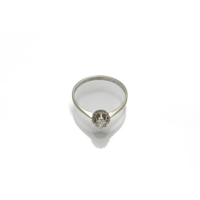 Gemstone French White Gold Ring with 0.40ct Diamond, 1920s For Sale - Image 7 of 13