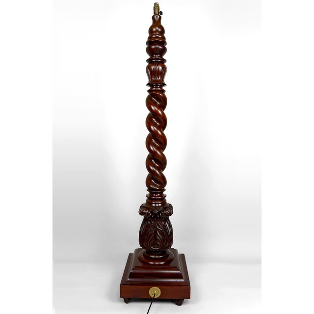 Victorian Tudor Style Twisted Column Floor Lamp in Walnut, United Kingdom, 1900s For Sale - Image 6 of 18