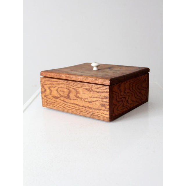 Wood Vintage Oak Wood Storage Box For Sale - Image 7 of 10