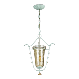 Mid 20th Century Swedish Modern Style Painted Metal & Amber Glass Pendant Ceiling Lamp