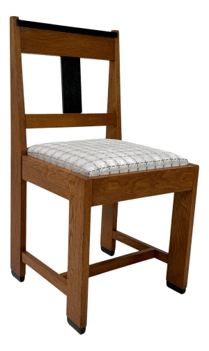 Art Deco Modernist Side Chair in Oak & Velvet from Jan Brunott, 1920s